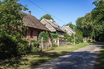 Fototapeta na wymiar Houses in Berkanowo, small village located in West Pomerania region of Poland