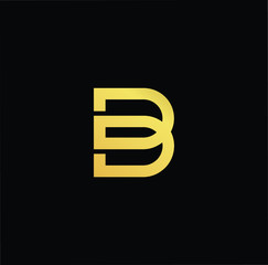Outstanding professional elegant trendy awesome artistic black and gold color B BD DB initial based Alphabet icon logo.