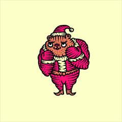 Cartoon christmas bear. New year vector illustration.