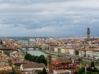 Fototapeta na wymiar Panorama of Florence rooftops on a cloudy day.