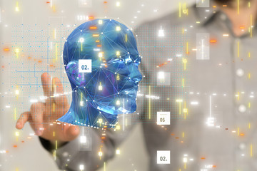 Human head cyber mind digital technology