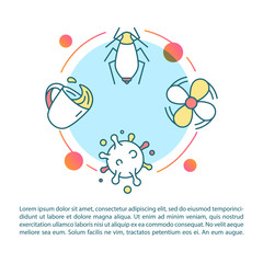 Plant enemies concept icon with text. Houseplant care. Pests, insects. Diseases, bacteria. Overwatering. PPT page vector template. Brochure, magazine, booklet design element with linear illustrations