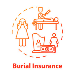 Burial insurance concept icon. Policy payment. Family member loss. Financial help with arrangement. Funeral expense idea thin line illustration. Vector isolated outline RGB color drawing