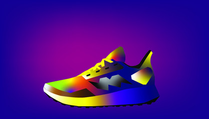 Sports shoes design By using the bright color gradient shades