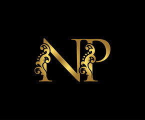 Golden NP Letter Logo Design.