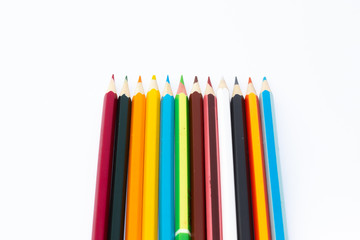 Colour pencils set isolated on white background
