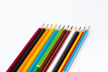 Fototapeta premium Colour pencils set isolated on white background