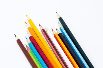 Colour pencils set isolated on white background