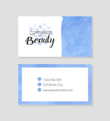 Beauty Natural Cosmetics Business Card Template, Healthy Organic Products Vector Illustration