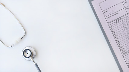 close up of stethoscope isolated on white background