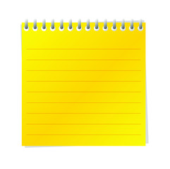 yellow note paper on white background
