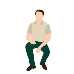 isolated, silhouette in a flat style, men sits