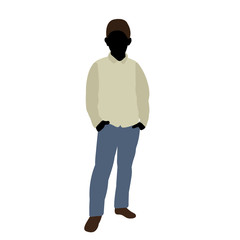 vector, isolated, silhouette in colored clothes, boy