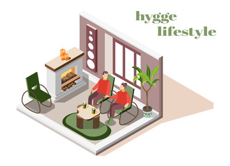 Hygge Lifestyle Isometric Composition