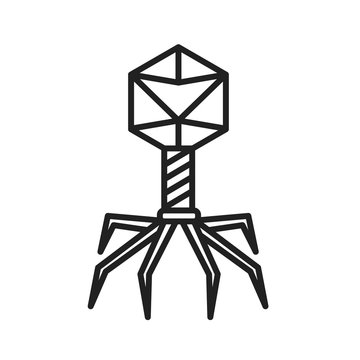 Bacteria bacteriophage black line icon. Bacterial infection sign. Microscopic germ cause diseases concept. Pictogram for web, mobile app, promo. UI UX design element. Editable stroke.