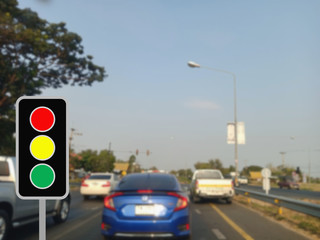 Traffic light sign And have blurred backgrounds