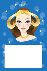 Illustration with zodiac sign and white space to write a text