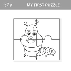 Use puzzle and restore the picture. Paper game for kids. The easy level. My first puzzle and coloring book