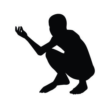 Beggar boy silhouette vector