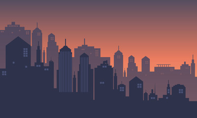 Fototapeta na wymiar City silhouette with a nuance at dusk