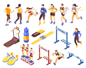 Jogging Running Fitness Icons 