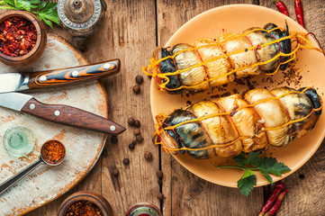 Appetizing smoked mackerel.