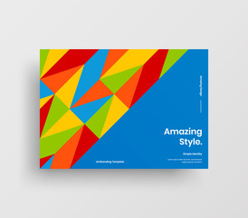 Creative business presentation vector A4 horizontal orientation front page mock up. Modern corporate report cover abstract geometric illustration design layout. Company identity brochure template.