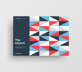 Creative business presentation vector A4 horizontal orientation front page mock up. Modern corporate report cover abstract geometric illustration design layout. Company identity brochure template.