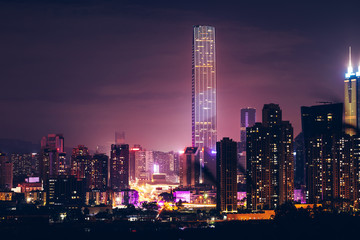 Fototapeta na wymiar Beautiful nightscape of shenzhen city in China