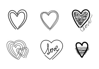 Set of doodle hearts