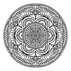 Outline Mandala decorative round ornament, hand drawn style - vector oriental ornament