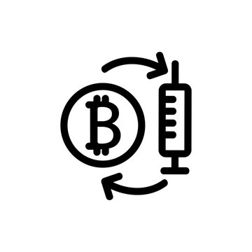 Bitcoin drugs are an icon vector. Thin line sign. Isolated contour symbol illustration