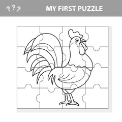 A vector illustration of a chicken puzzle for choldren - My first puzzle and coloring book