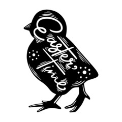 Vector chicken. Easter vector illustration. Vector easter typography