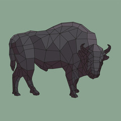polygonal bison - wild bull, scandinavian style