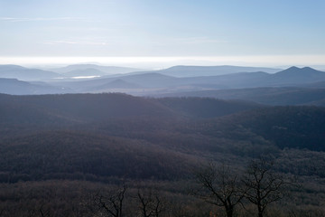 Borzsony mountain peaks with the Esztergom Basilica in the background