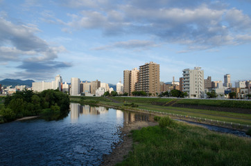 Obraz premium 豊平川の風景