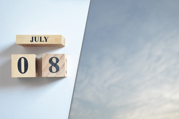 July 8, Blue sky with clound.