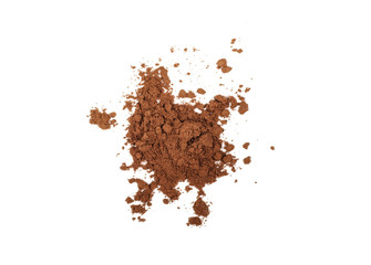 Top view Cocoa powder on white background.