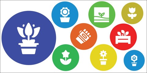 Fototapeta premium Modern Simple Set of blossom Vector filled Icons