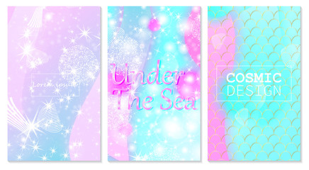 Fairytale pattern. Princess background. Cover set.