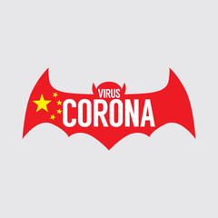 Corona Virus Or nCoV Bat in China Flag Vector Illustration