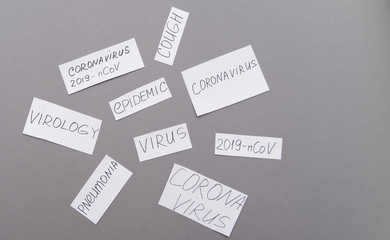 Paper with an inscription of Coronavirus' symptoms.