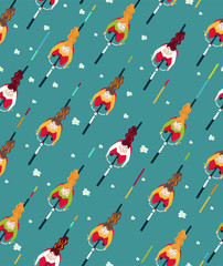 Women on bicycles. Vector seamless pattern