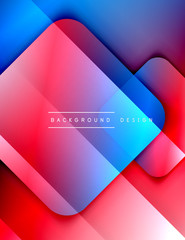 Rounded squares shapes composition geometric abstract background. 3D shadow effects and fluid gradients. Modern overlapping forms.