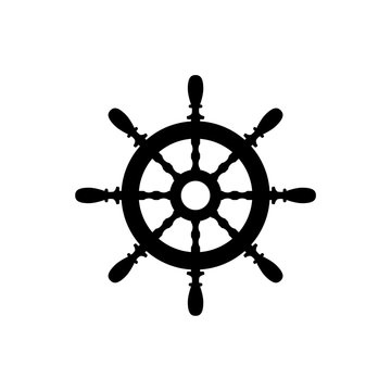 Ship wheel icon on white background