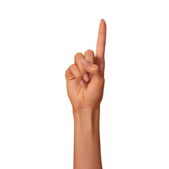 Manual Language Alphabet Deaf Gesture Sign Z letter with Female Hand Black White for Communication of Disabled 