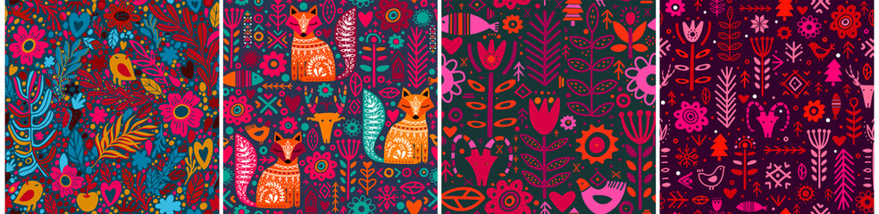 Abstract Folk nordic seamless pattern. Vector © smotrivnebo