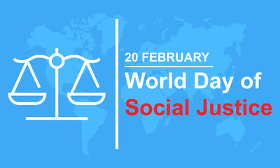 World Day of Social Justice flat vector illustration isolated on blue background.