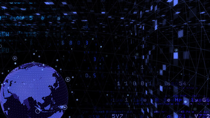 Earth on Digital Network space 3D illustration background 